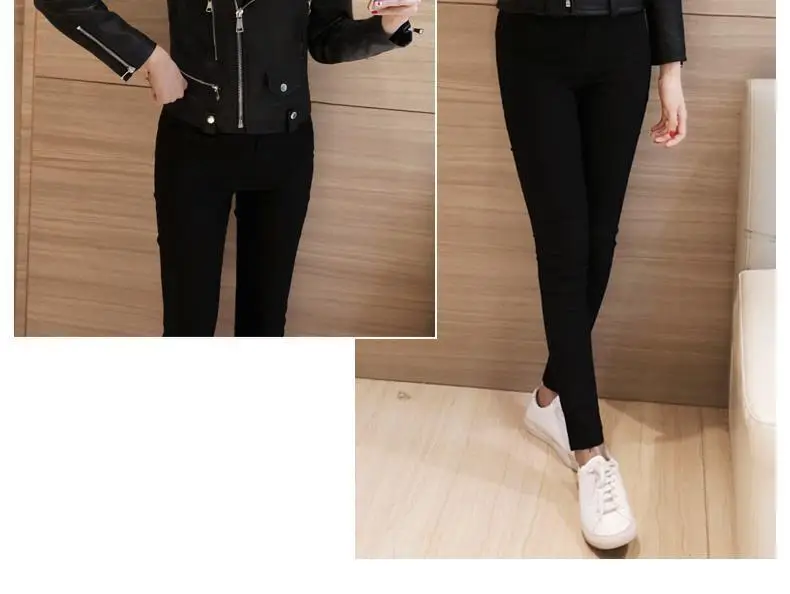 Korean Style Slim Fit Leather Tops Women Large Size — feature 12