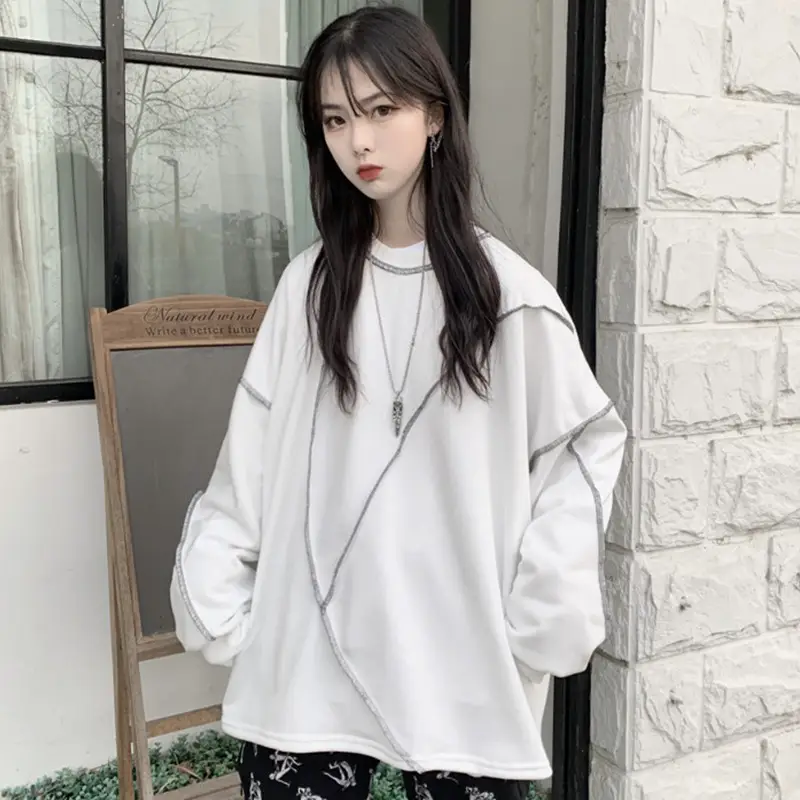 Women Korean Style Loose Fit Pullover Sweater Black
