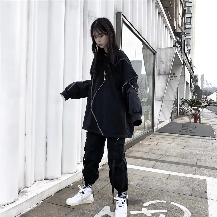 Women Korean Style Loose Fit Pullover Sweater Black — feature 10