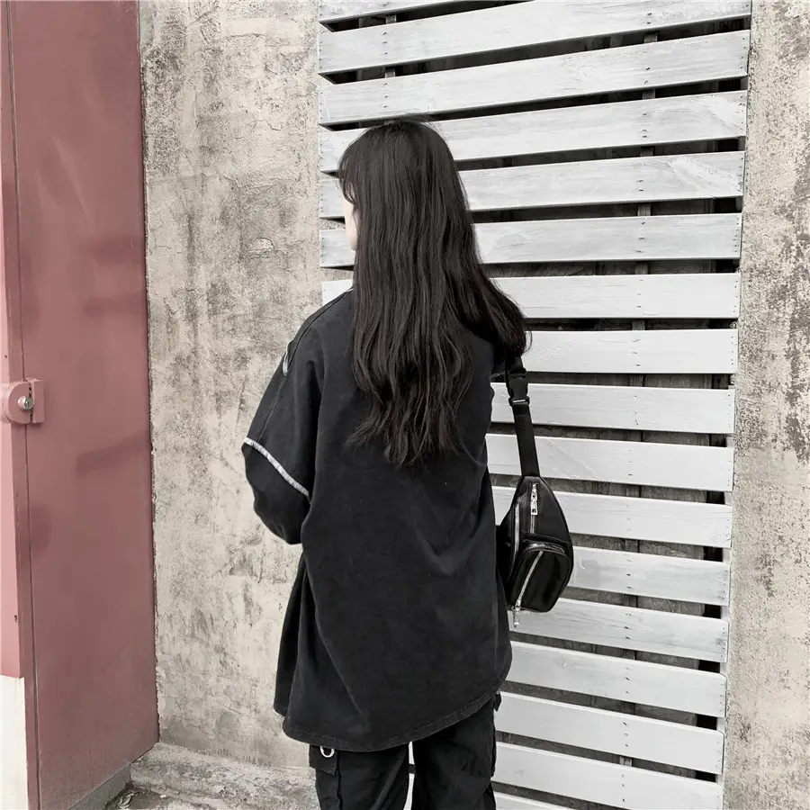Women Korean Style Loose Fit Pullover Sweater Black — feature 12