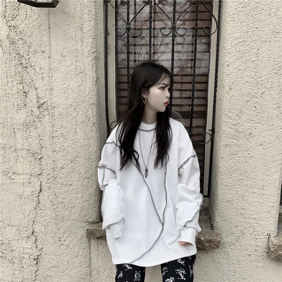 Women Korean Style Loose Fit Pullover Sweater Black — feature 13