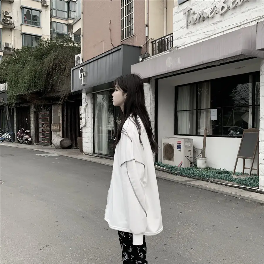 Women Korean Style Loose Fit Pullover Sweater Black — feature 14