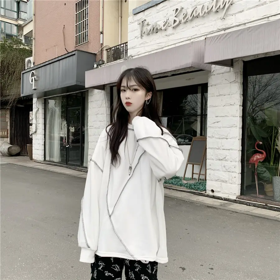 Women Korean Style Loose Fit Pullover Sweater Black — feature 15