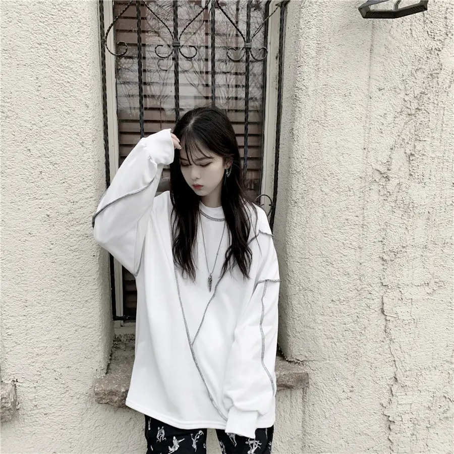 Women Korean Style Loose Fit Pullover Sweater Black — feature 16