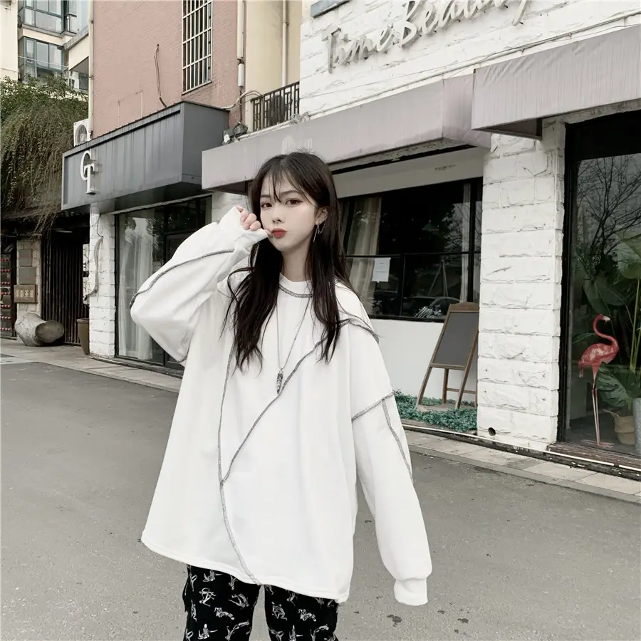 Women Korean Style Loose Fit Pullover Sweater Black — feature 17