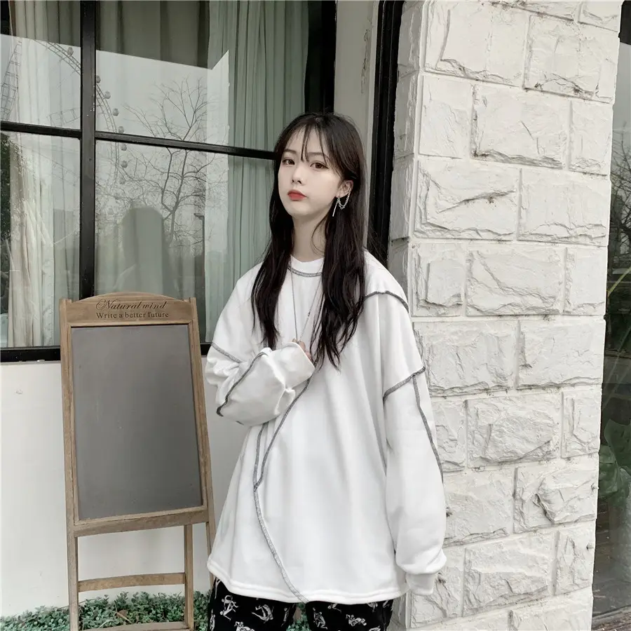 Women Korean Style Loose Fit Pullover Sweater Black — feature 18