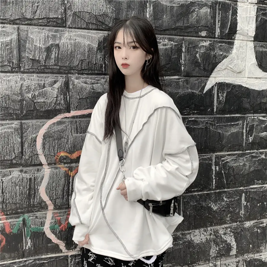 Women Korean Style Loose Fit Pullover Sweater Black — feature 4