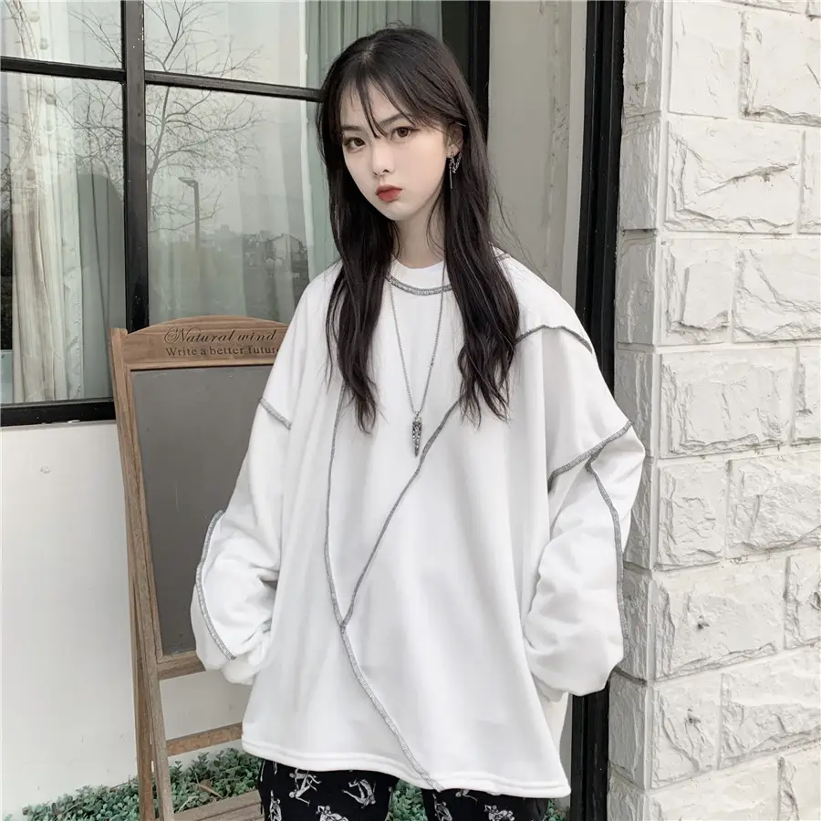 Women Korean Style Loose Fit Pullover Sweater Black — feature 6