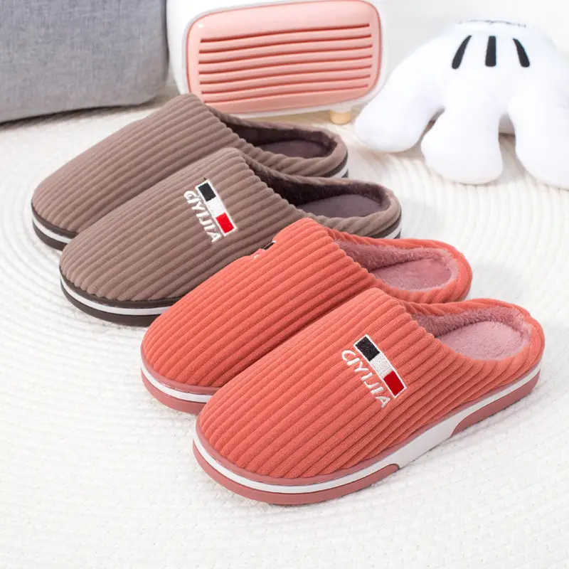 New Women's Autumn and Winter Cotton Slippers Home Indoor Men's Thickened Couples Non-slip Comfortable Soft Bottom Warm Floor Cotton Slippers