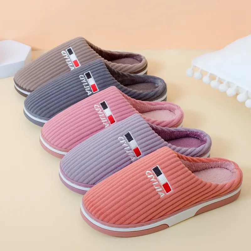 New Women's Autumn and Winter Cotton Slippers Home Indoor Men's Thickened Couples Non-slip Comfortable Soft Bottom Warm Floor Cotton Slippers