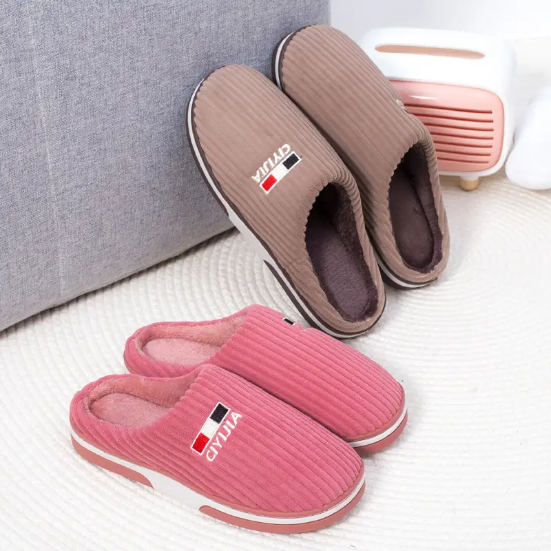 New Women's Autumn and Winter Cotton Slippers Home Indoor Men's Thickened Couples Non-slip Comfortable Soft Bottom Warm Floor Cotton Slippers