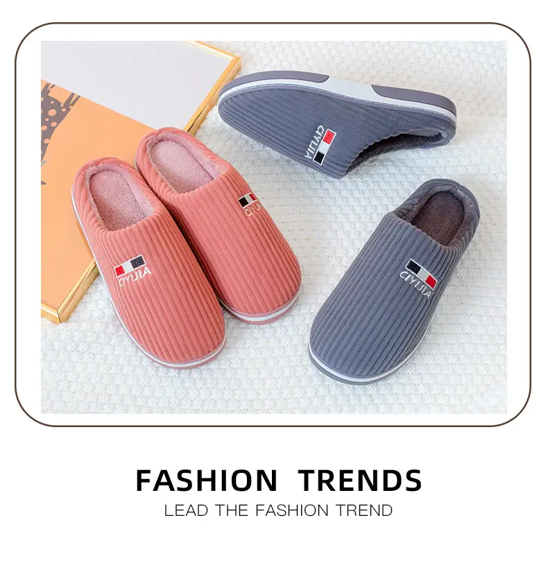 New Women's Autumn and Winter Cotton Slippers Home Indoor Men's Thickened Couples Non-slip Comfortable Soft Bottom Warm Floor Cotton Slippers — feature 39
