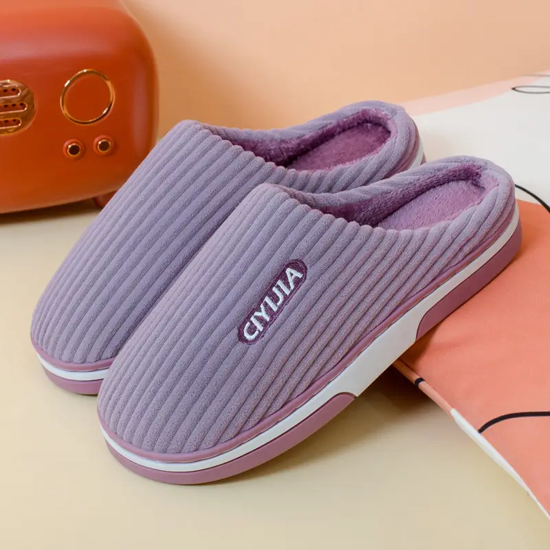 New Women's Autumn and Winter Cotton Slippers Home Indoor Men's Thickened Couples Non-slip Comfortable Soft Bottom Warm Floor Cotton Slippers