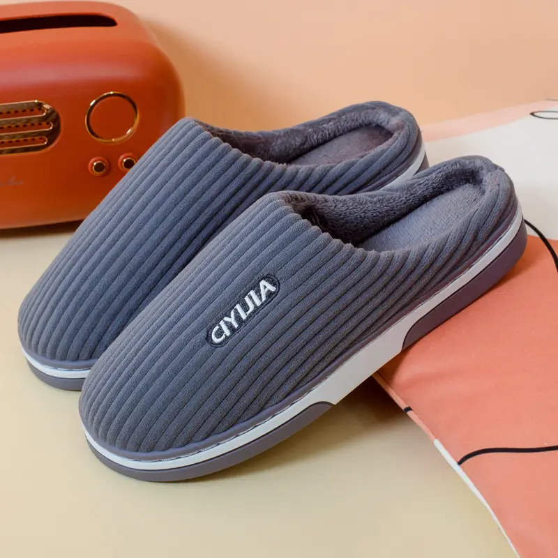 New Women's Autumn and Winter Cotton Slippers Home Indoor Men's Thickened Couples Non-slip Comfortable Soft Bottom Warm Floor Cotton Slippers