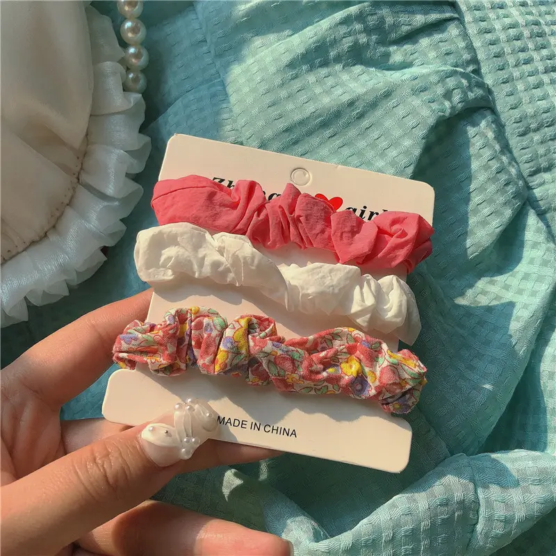 Pink Floral Hair Rings & Ropes Set of 3 - Image 8