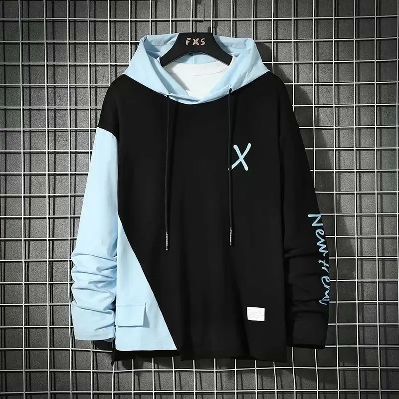 Men Hooded Sweatshirt Set White Black Orange Hip Hop Style - Image 4