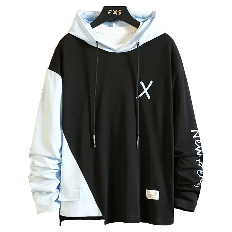 Men Hooded Sweatshirt Set White Black Orange Hip Hop Style - Image 7