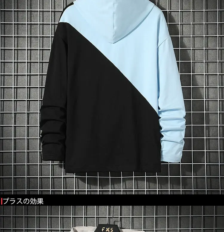 Men Hooded Sweatshirt Set White Black Orange Hip Hop Style — feature 6