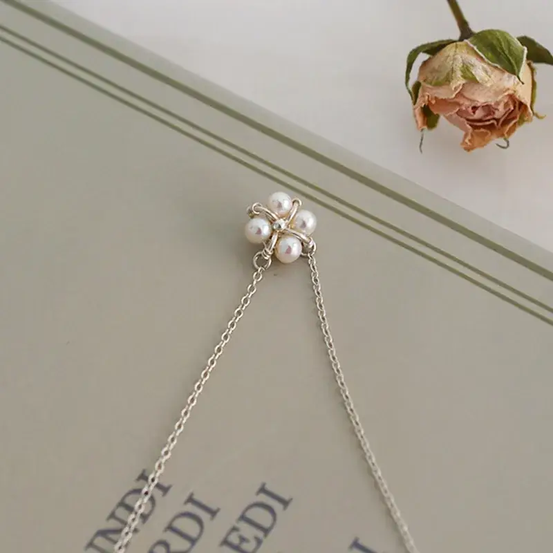 Freshwater Pearl Four-Leaf Clover Necklace 925 Silver - Image 3