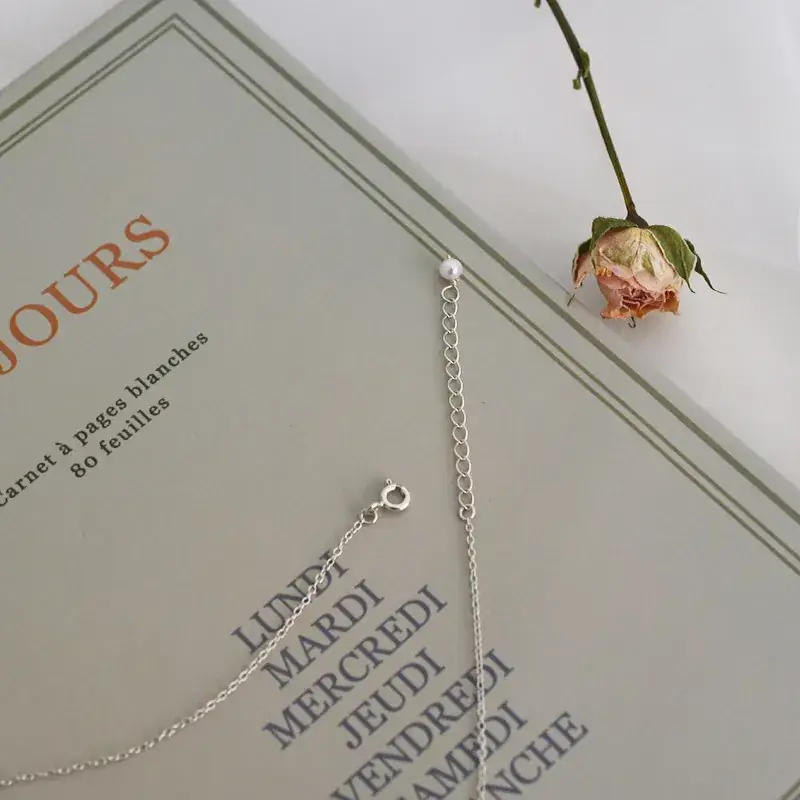 Freshwater Pearl Four-Leaf Clover Necklace 925 Silver - Image 4