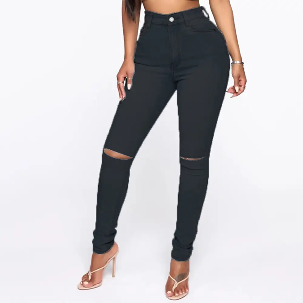 Women Ripped High Waist Skinny Jeans Large - Image 2