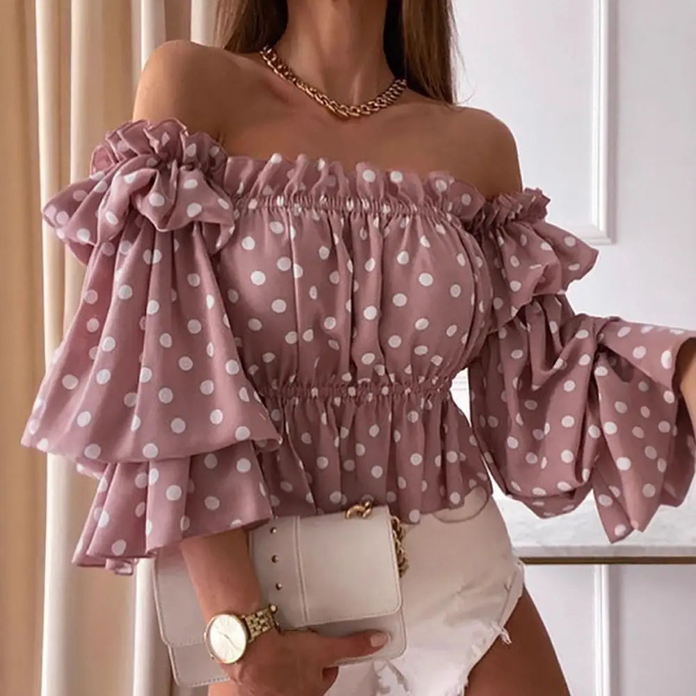 Women One Shoulder Pleated Shirt Rainbow Striped Anti-Wrinkle - Image 16