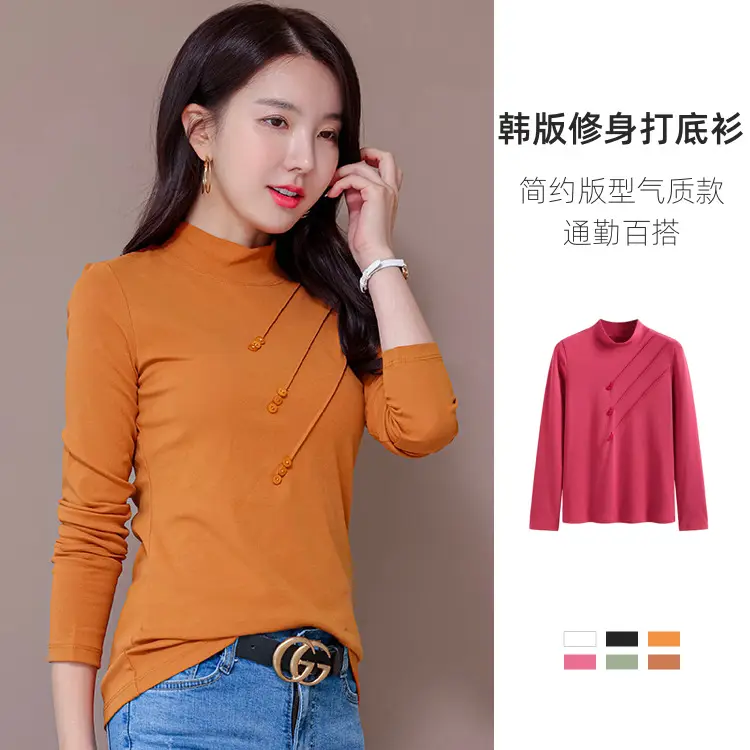 Women White Long Sleeve Turtleneck Shirt 2025 - Image 8