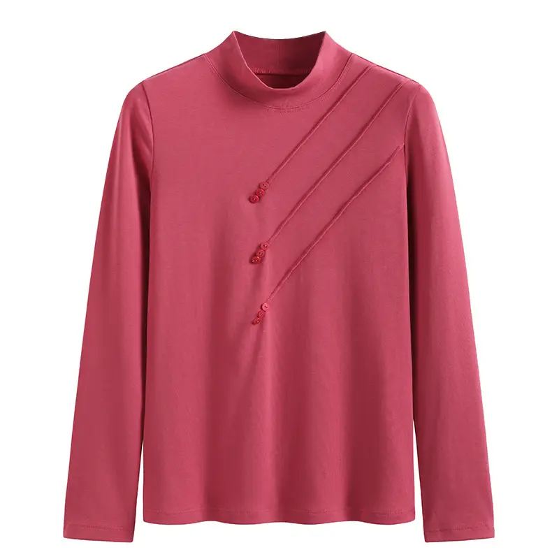 Women White Long Sleeve Turtleneck Shirt 2025 - Image 11