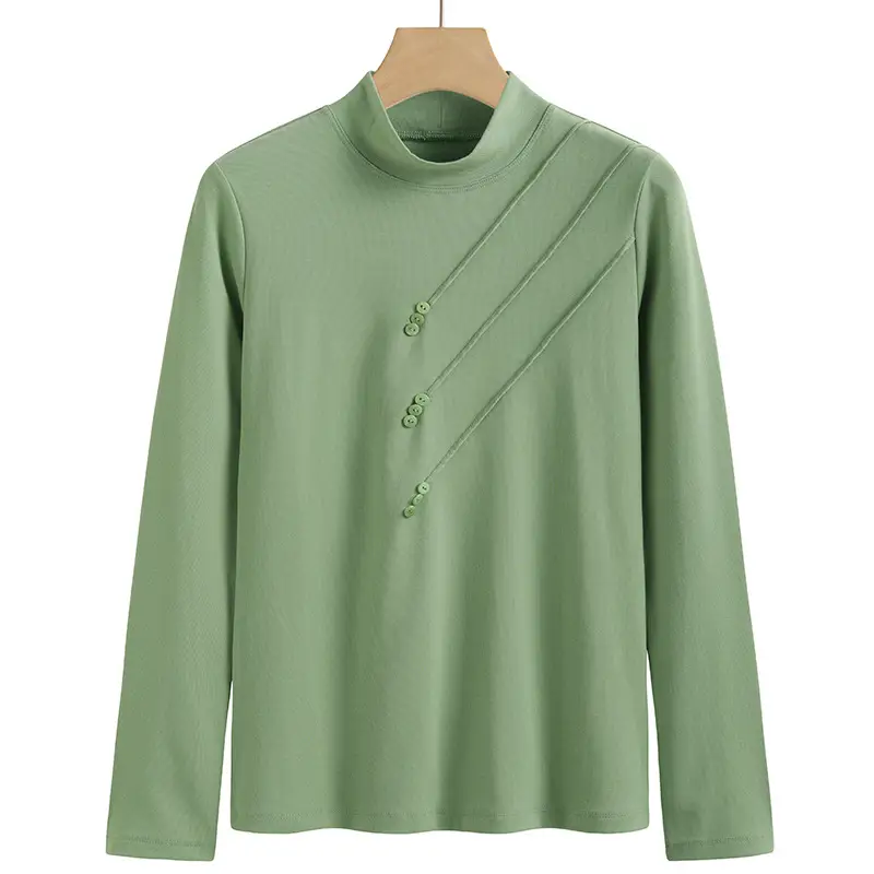 Women White Long Sleeve Turtleneck Shirt 2025 - Image 2