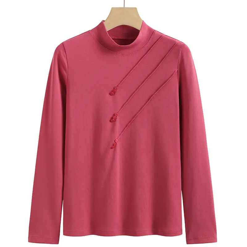 Women White Long Sleeve Turtleneck Shirt 2025 - Image 4