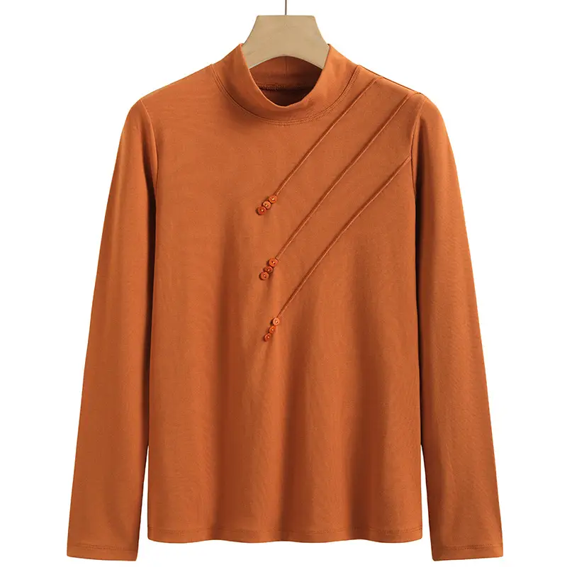 Women White Long Sleeve Turtleneck Shirt 2025 - Image 5