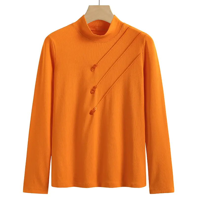 Women White Long Sleeve Turtleneck Shirt 2025 - Image 6