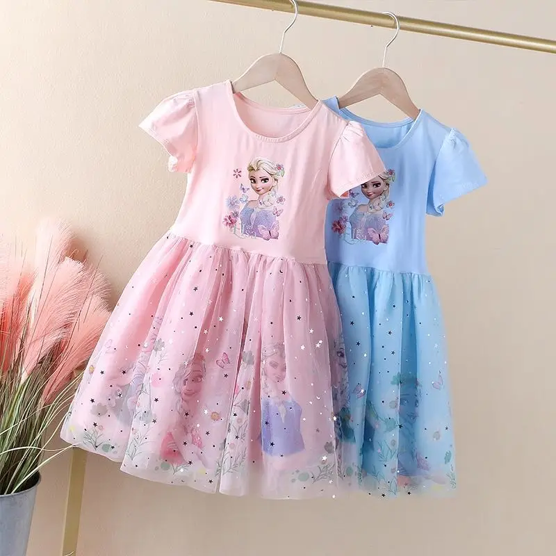 Girls' Dress 2026 Summer Fashion Frozen Style Children's Clothing Elsa Children's Princess Dress Elsa Baby Dress