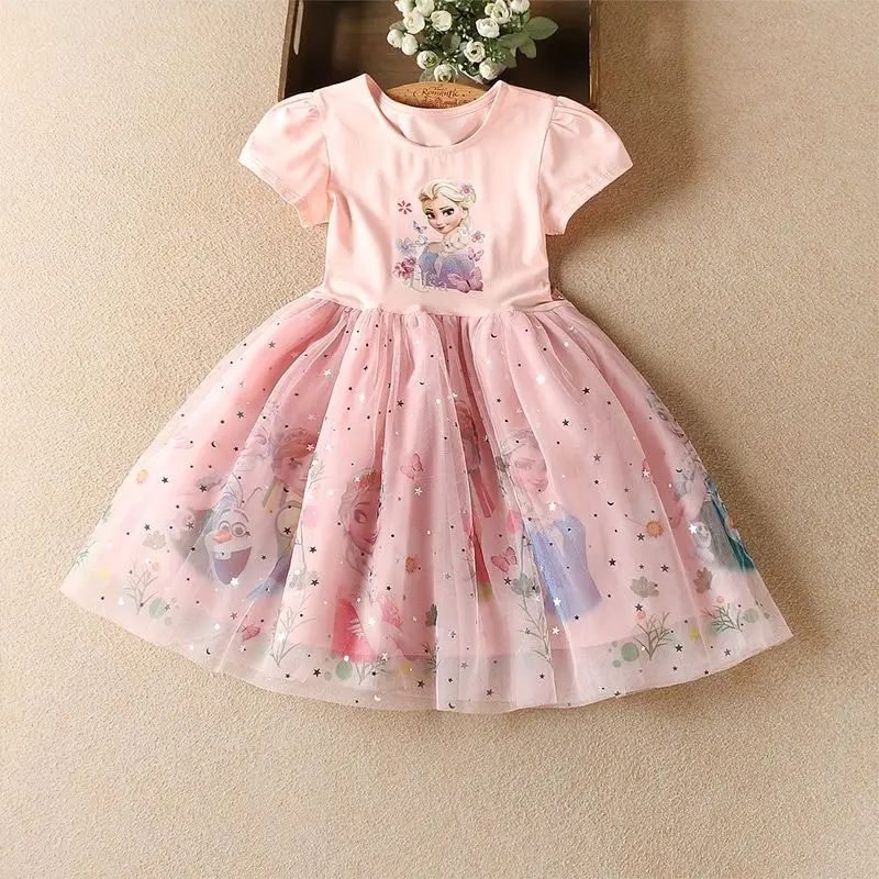 Girls' Dress 2026 Summer Fashion Frozen Style Children's Clothing Elsa Children's Princess Dress Elsa Baby Dress