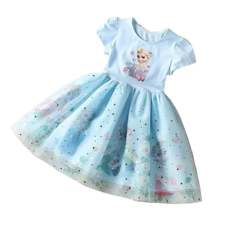 Girls' Dress 2026 Summer Fashion Frozen Style Children's Clothing Elsa Children's Princess Dress Elsa Baby Dress