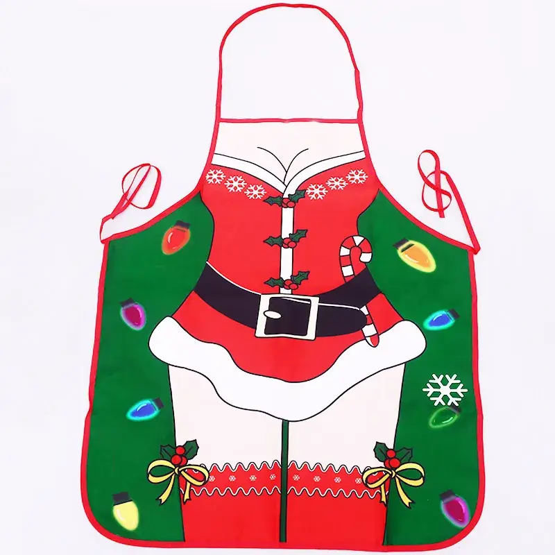 Christmas Apron Green Red White Santa Costume Decor - Image 2