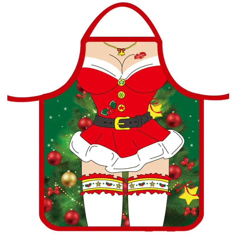 Christmas Apron Green Red White Santa Costume Decor - Image 5