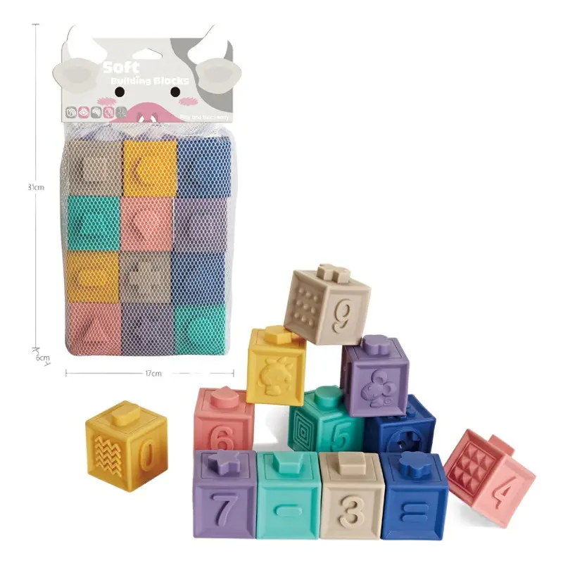 Baby Soft Rubber Building Blocks for Kids