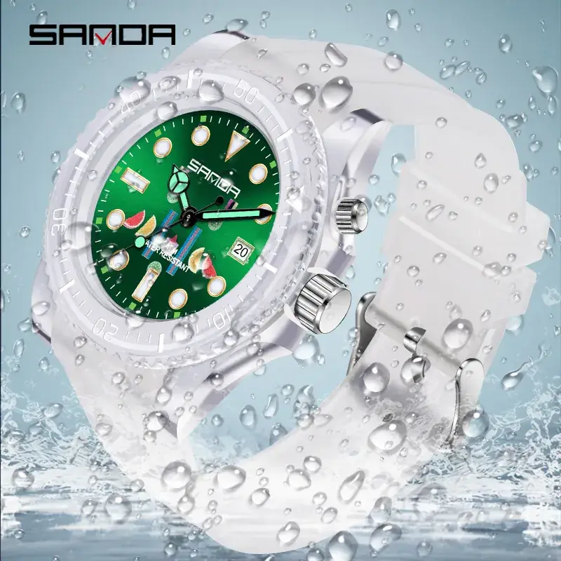 Sanda Men's Black Luminous Quartz Watch with Digital Display - Image 8