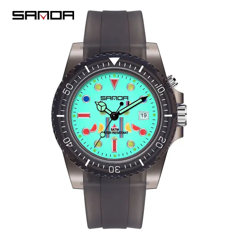 Sanda Men's Black Luminous Quartz Watch with Digital Display - Image 9