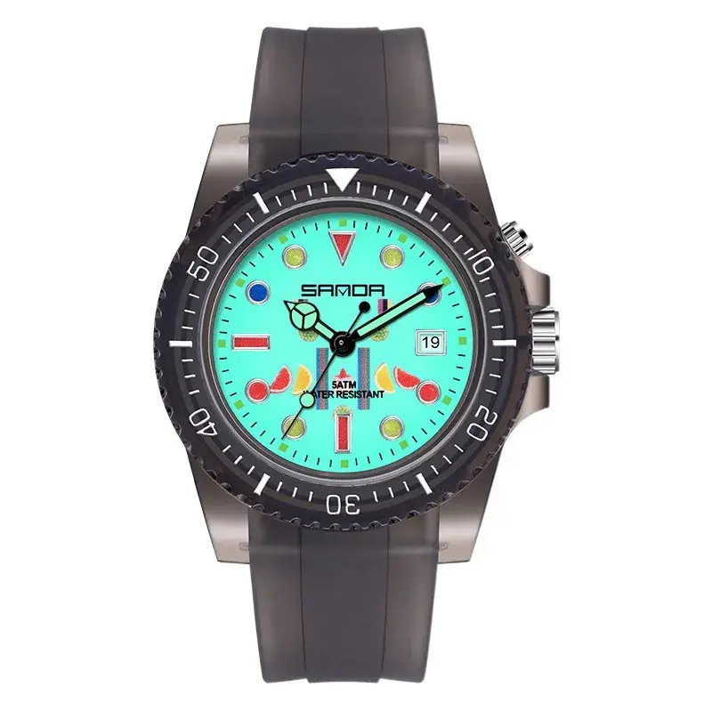 Sanda Men's Black Luminous Quartz Watch with Digital Display