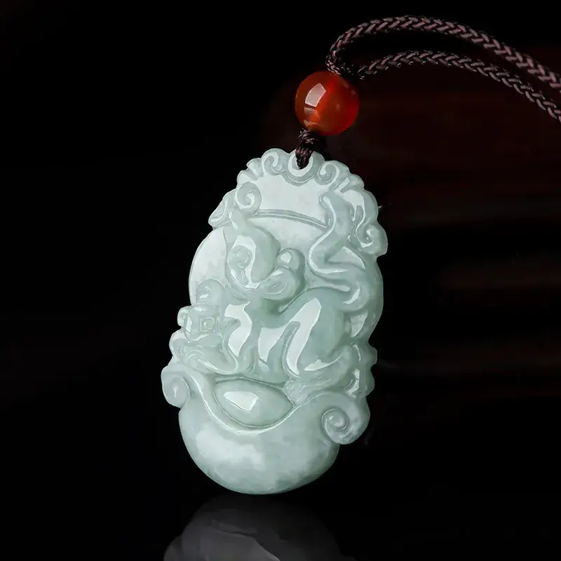 Natural Jade Zodiac Rat Ox Tiger Rabbit Dragon Snake Horse Sheep Monkey Chicken Dog Pig Pendant - Image 14