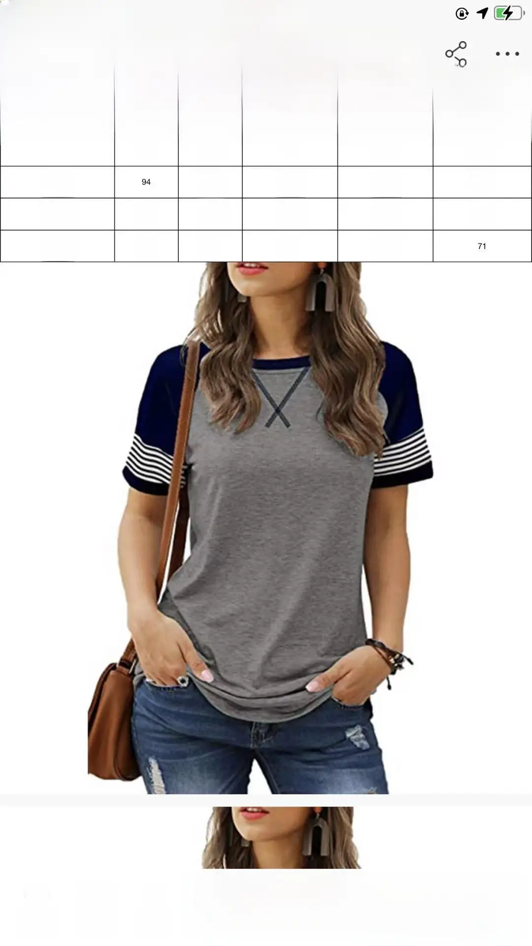 Women's Blue Cross Stitch Casual T-Shirt Short Sleeve - Image 4