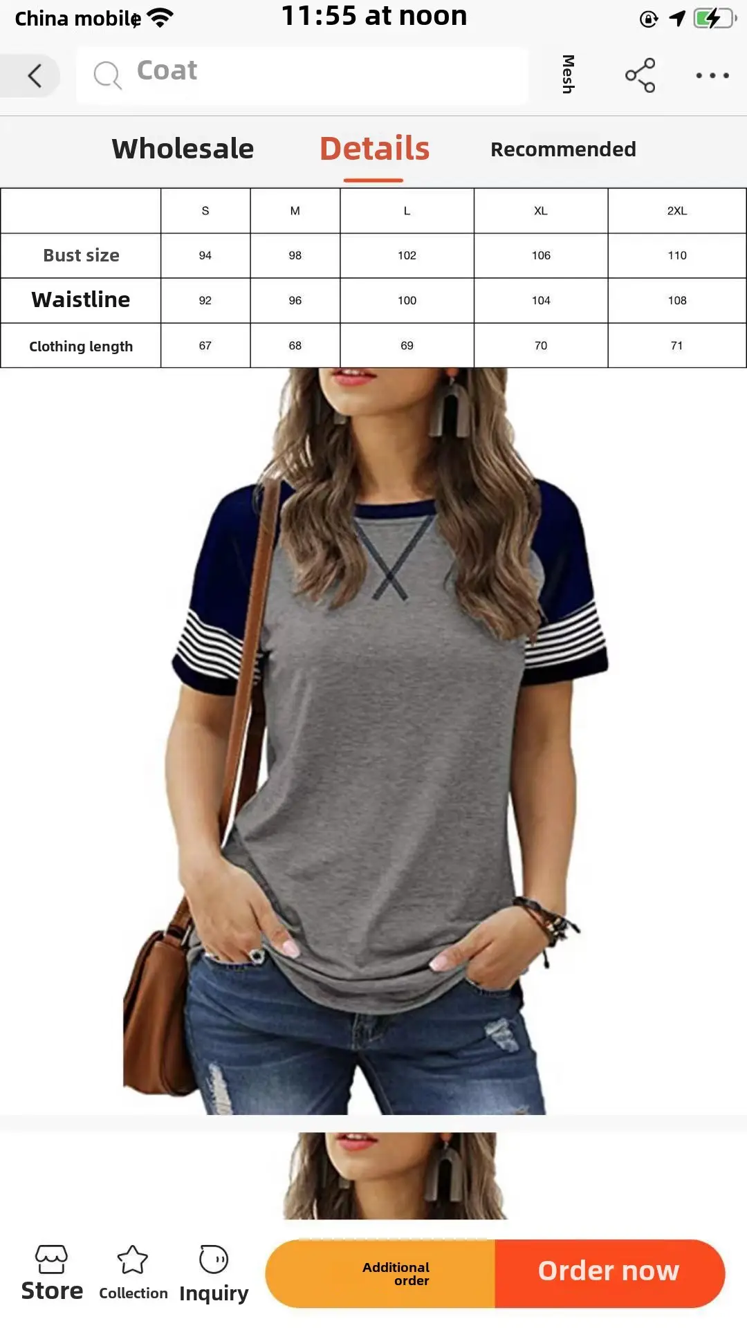 Women's Blue Cross Stitch Casual T-Shirt Short Sleeve - Image 5