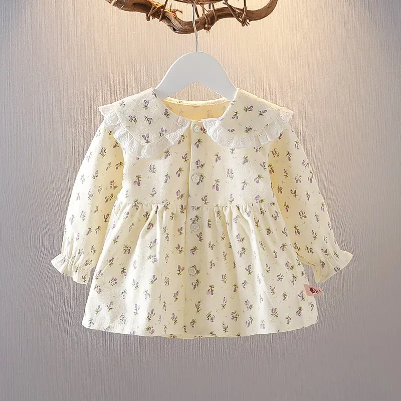 Baby Girl Floral Long Sleeve Doll Collar Coat 2021 - Image 3