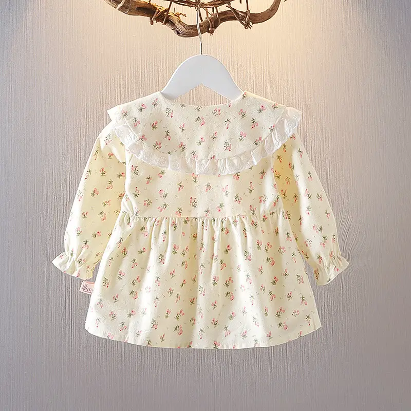 Baby Girl Floral Long Sleeve Doll Collar Coat 2021 - Image 4