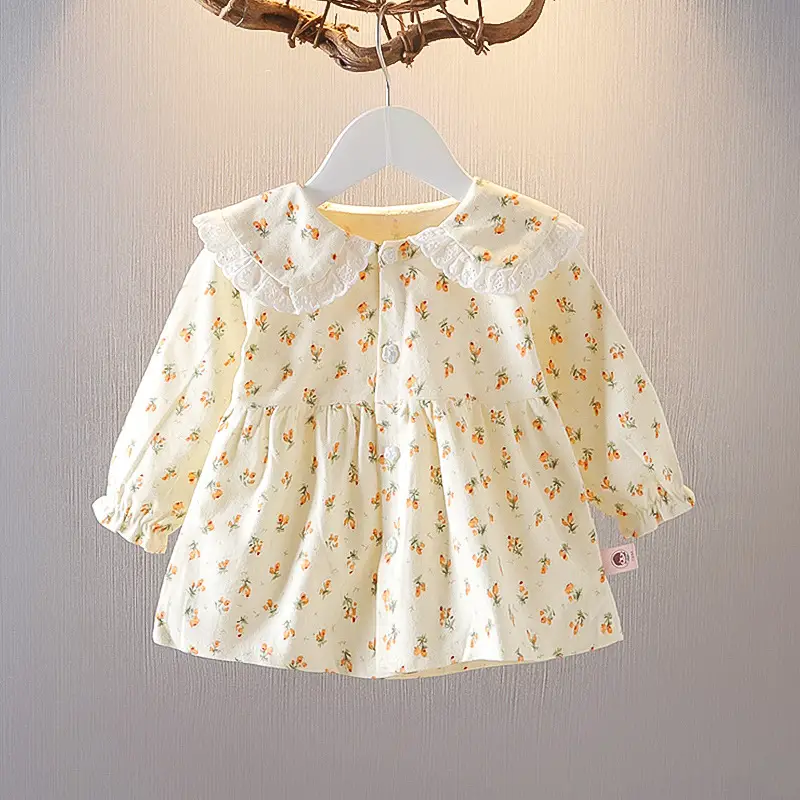 Baby Girl Floral Long Sleeve Doll Collar Coat 2021 - Image 5