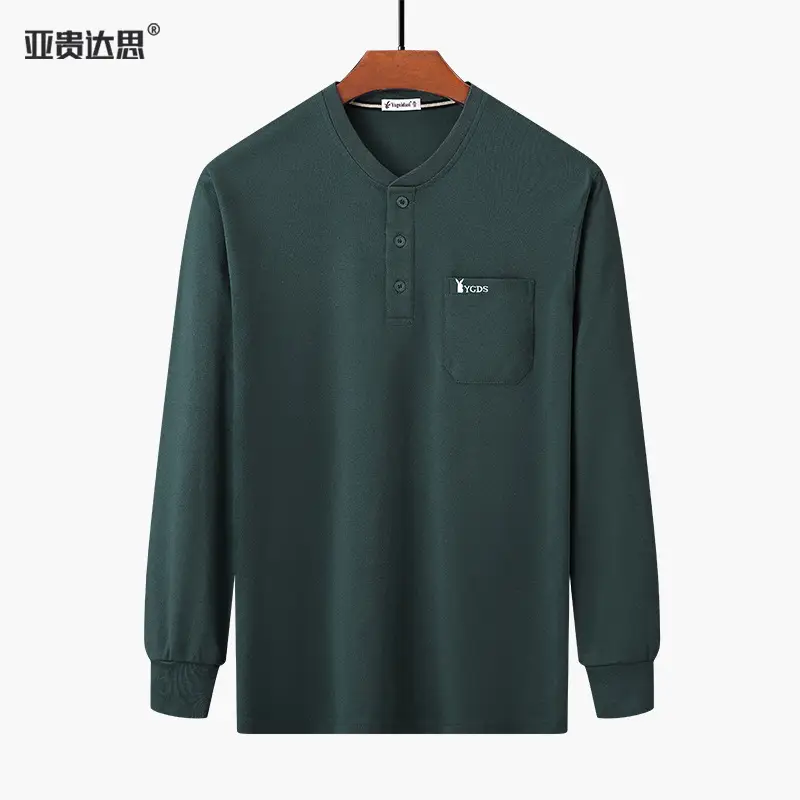Men Green Cotton Collar T-Shirt with Pocket - Image 13