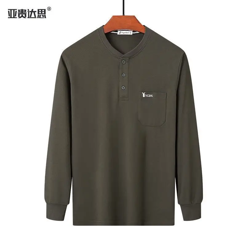 Men Green Cotton Collar T-Shirt with Pocket - Image 7