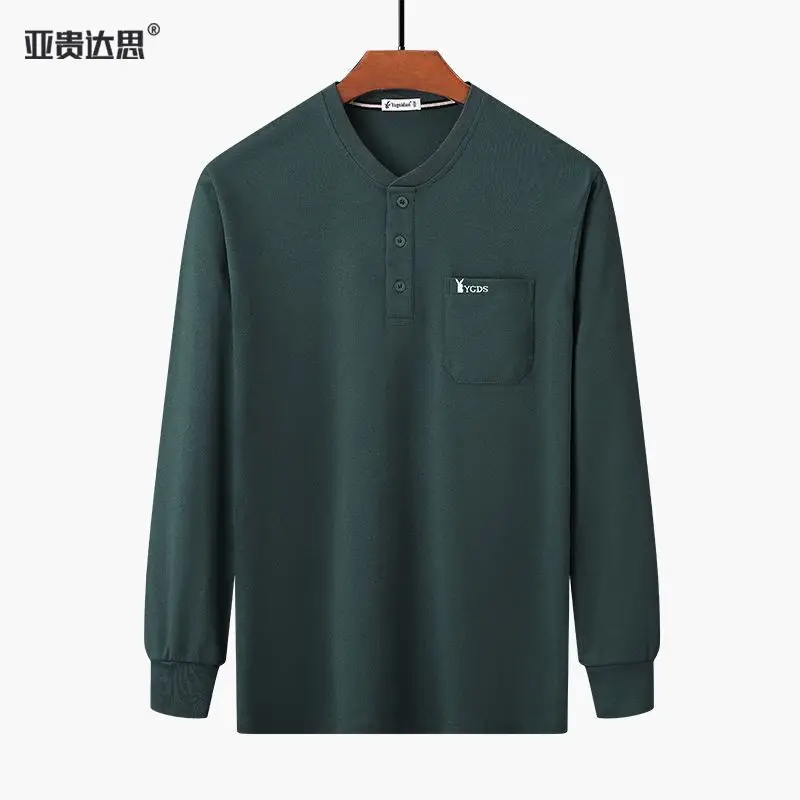 Men Green Cotton Collar T-Shirt with Pocket - Image 8